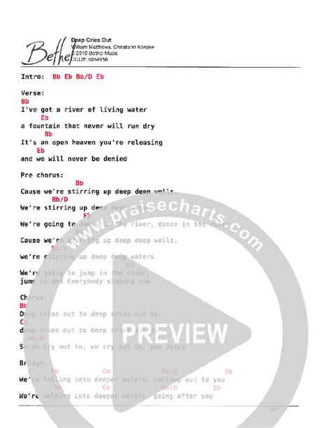 Deep Cries Out Chords PDF (Bethel Kids) - PraiseCharts