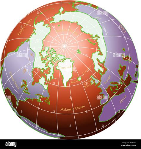 World Globe Artic View Perspective Stock Vector Image Art Alamy