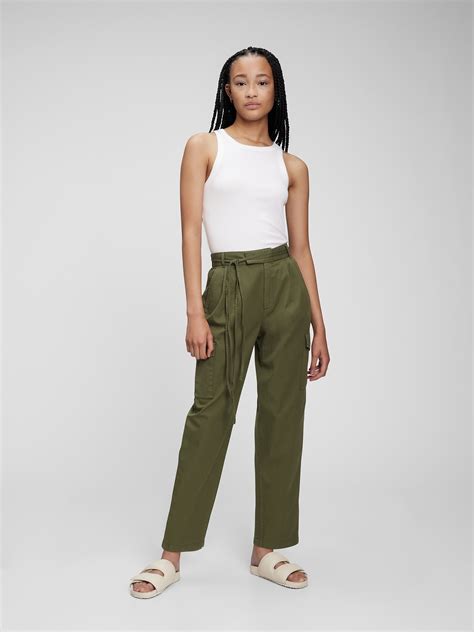 High Rise Pleated Cargo Pants With Washwell Gap