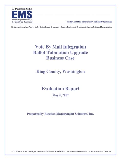 Fillable Online Your Kingcounty Vote By Mail Integration Ballot