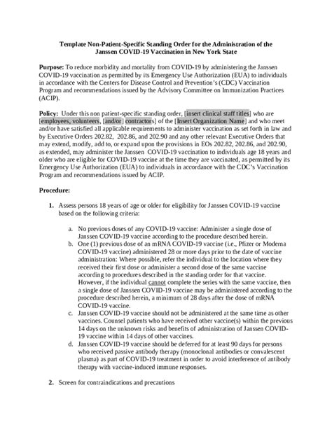 Template Non Patient Specific Standing Order For The Doc Template