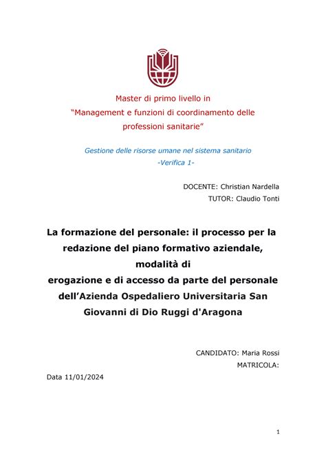 Maria Rossi Gestione Delle Risorse Umane Nel Sistema Sanitario