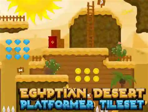 Egyptian Desert Platformer Tileset Game Assets Free