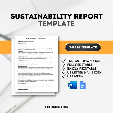 Sustainability Report Template Environmental Impact Analysis Corporate ...