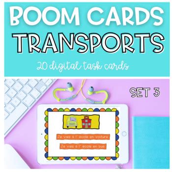 French Transportation Reading BOOM CARDS Les Transports SET 3 TPT