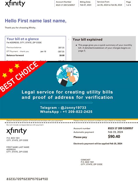 Custom Texas Xfinity Utility bill