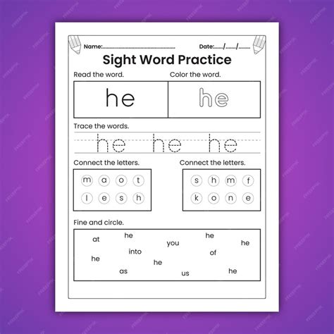 premium vector sight words worksheets  kids