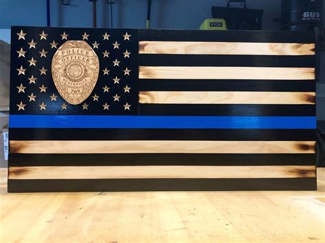 Custom Law Enforcement Logo Flag Subdued Thin Blue Line Etsy