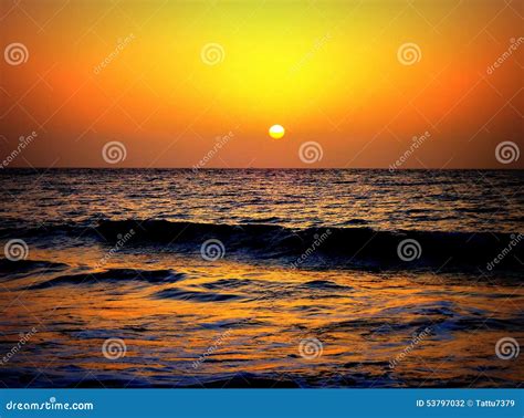 Sunset on Malvan Beach stock photo. Image of situated - 53797032