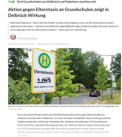 Westfalen Blatt Aktion Gegen Elterntaxis An Grundschulen Zeigt In