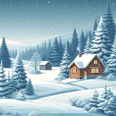 Premium Ai Image Cozy Cabin In Snow Covered Pine Forest