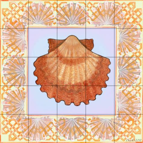 Tile Mural Kitchen Backsplash Seashell Square By Denise Freeman