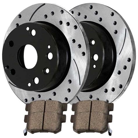 PERFORMANCE DRILLED AND SLOTTED ROTORS PAIR + PREMIUM CERAMIC BRAKE ...