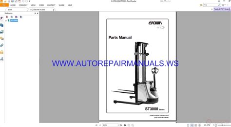 Crown Forklift St3000 Series Parts Manual 812708 006 Auto Repair