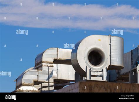 Industrial Steel Air Conditioning And Ventilation Systems Stock Photo