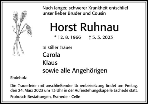 Traueranzeigen Von Horst Ruhnau Trauerportal Der Celleschen Zeitung