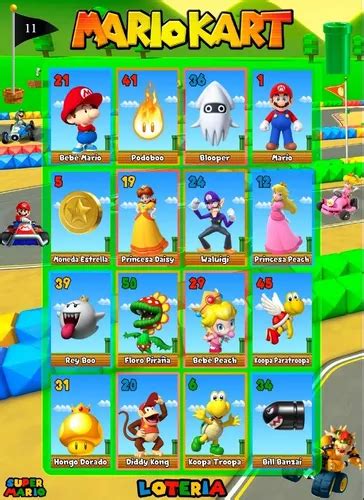 Loter A Mario Bros Kart Tablas Imprimible Cumplea Os Pdf