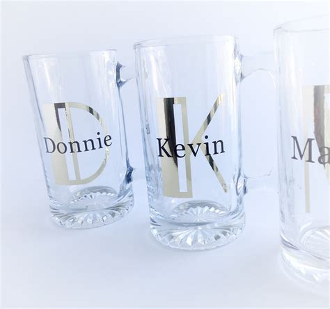 5 Groomsman Monogram Beer Mugs Personalized Bridal Party Ts Etsy