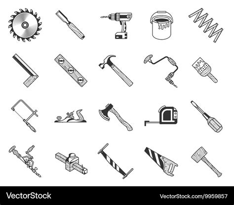 Vintage carpenter tools icons Royalty Free Vector Image