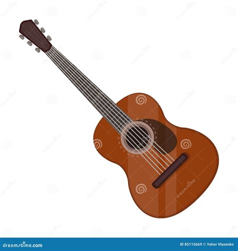 Spanish Acoustic Guitar Icon In Cartoon Style Isolated On White