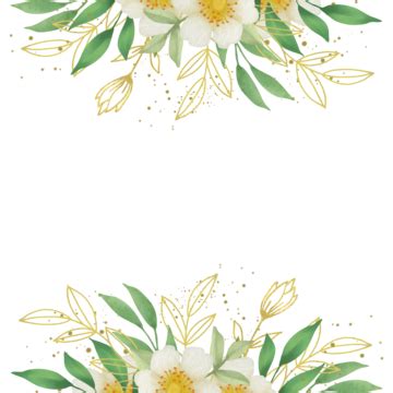 Bordure Florale Pour Mariage Avec Des Fleurs Aquarelles Feuilles Vertes ...