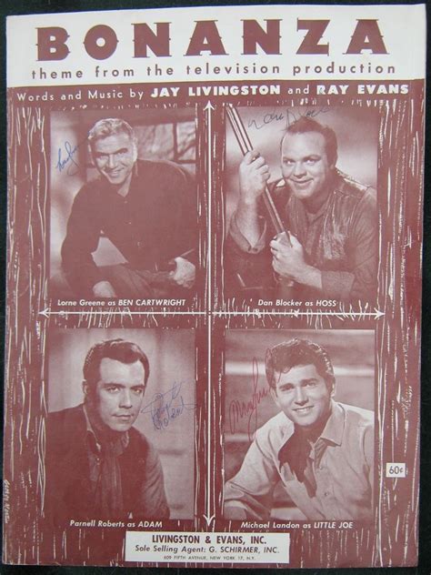 Bonanza Cast Two Signed Items Sheet Music For Bonanza Theme Song