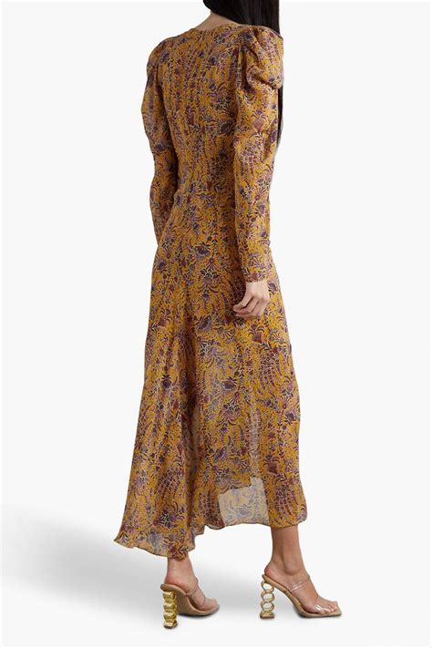 Veronica Beard Ferrara Ruched Printed Silk Crepe Maxi Dress The Outnet