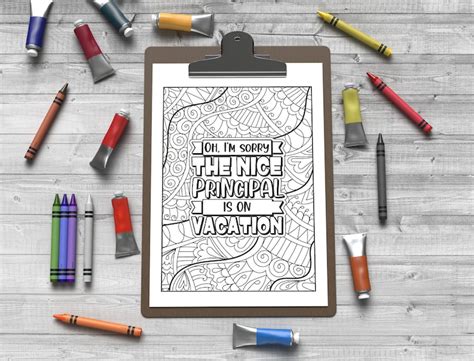 Principal Coloring Book Pages For Adults Funny And Snarky Appreciation Printable T Idea For