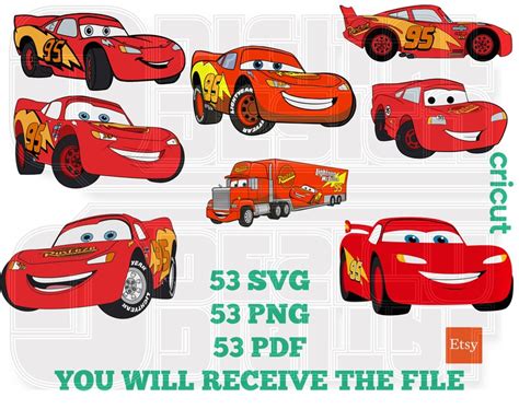 Lightning Mcqueen Svg Cars Svg Files For Cricut Clipart Etsy