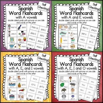 Spanish Picture Word Cards Bundle A E I O By Learning Discoveries