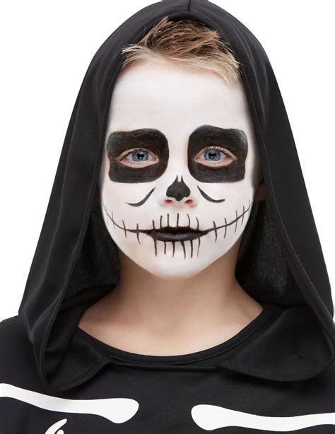 Skelett Make up für Kinder Halloween Schminke schwarz weiss Cod