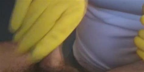 MILF Yellow Household Gloves Handjob Tnaflix