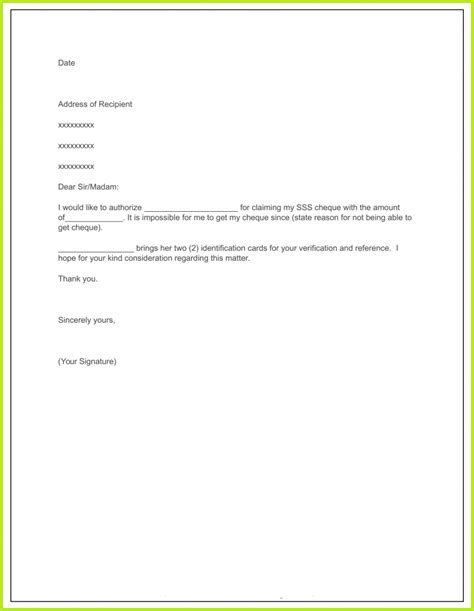 Free Sample Authorization Letter For Sss Template