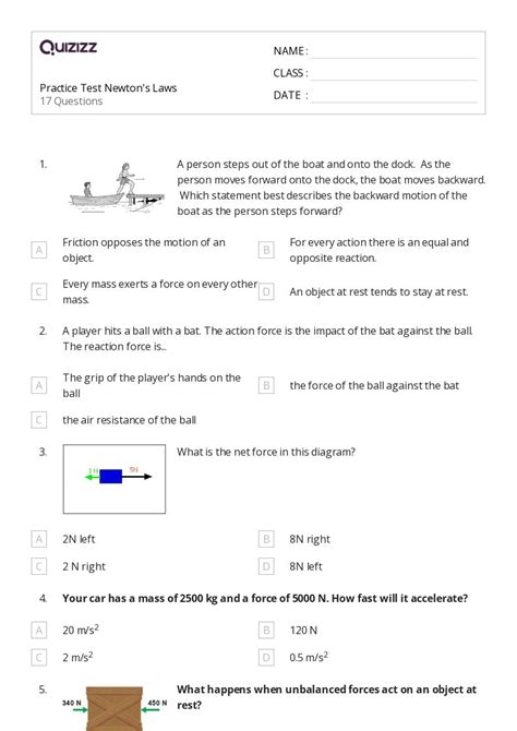 50 Forces And Newtons Laws Of Motion Worksheets On Quizizz Free And Printable