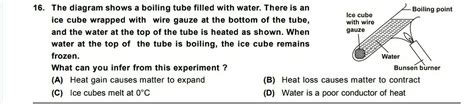 16. The diagram shows a boiling tube filled with wat... - Physics