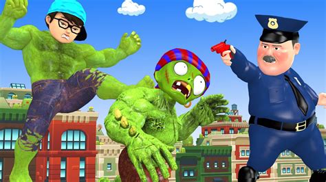 Police Brave Became Hero Rescue Nickhulk Vs Giant Zombie Scary