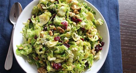 Shredded Brussels Sprout Salad With Walnuts Cranberries And Blue