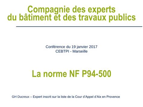 PDF La norme NF P94 500 experts cebtpi org G13 étude de