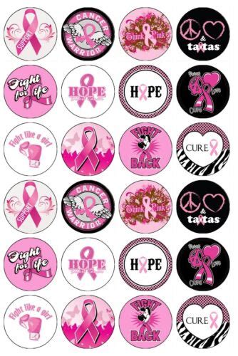 24 X Breast Cancer Awareness Pink Ribbon Edible Image Cupcake Toppers