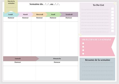 Semainier gratuit à imprimer jolis plannings PDF au format A4