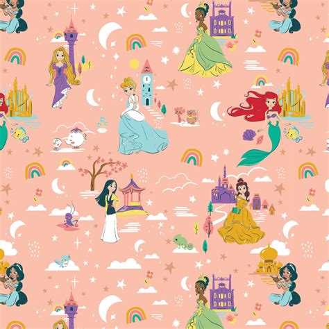 Disney Princess Cotton Fabric By The Yard Disney Princess Heart Of A