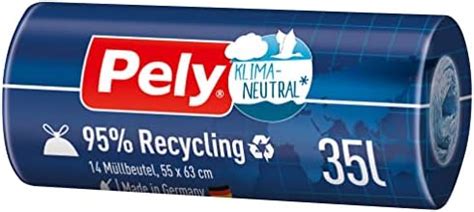 Pely Zugband Müllbeutel aus 95 Recyclingmaterial 35 Liter