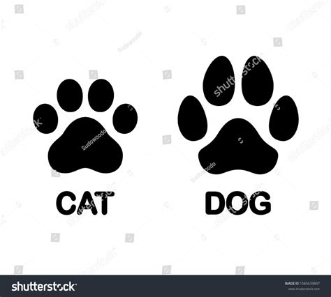 Dog Cat Paw Print Symbol Black Stock Vector (Royalty Free) 1585639897 ...