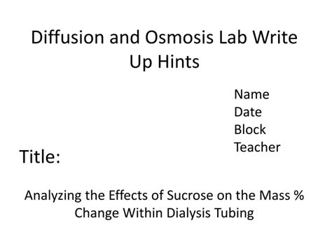 Ppt Diffusion And Osmosis Lab Write Up Hints Powerpoint Presentation