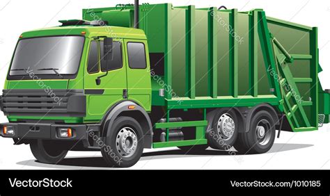 Green garbage truck Royalty Free Vector Image - VectorStock