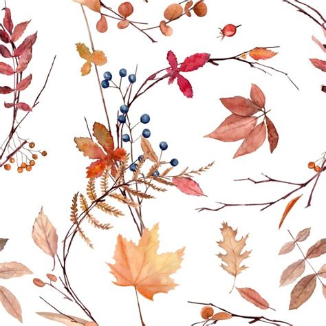 Premium Photo Watercolor Hand Drawn Seamless Pattern With Autumn