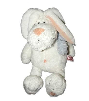 Doudou Peluche Lapin Blanc Echparpe Bleue NICI 18 25 Cm