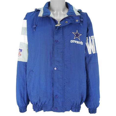 Vintage Starter Pro Line Dallas Cowboys Jacket Mens Xl Blue Coat Half