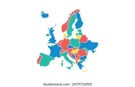 Europe Map Isolated Modern Colorful Style Stock Vector (Royalty Free ...