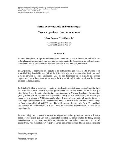 Pdf Normativa Comparada En Braquiterapia Norma Puede Utilizarse